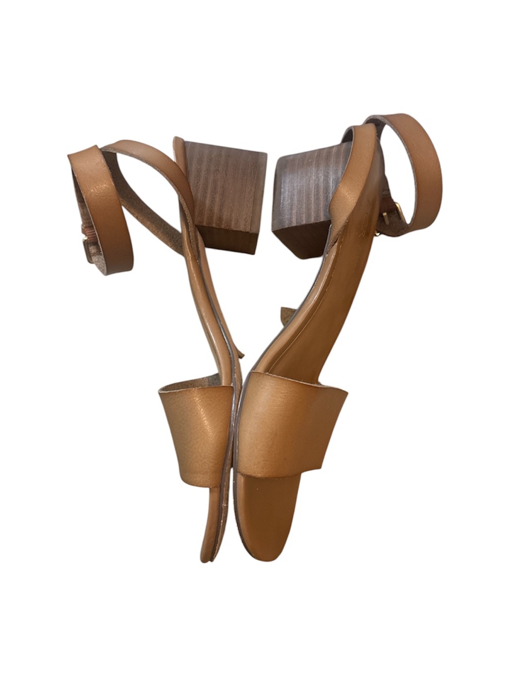 J. Crew Tan Leather Ankle-Strap Sandals with Wide Toe Band - Picture 2 of 3